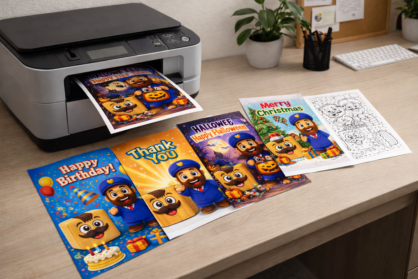 Birthday, Christmas, Halloween & Thank You Cards (Digital Download - Printable)